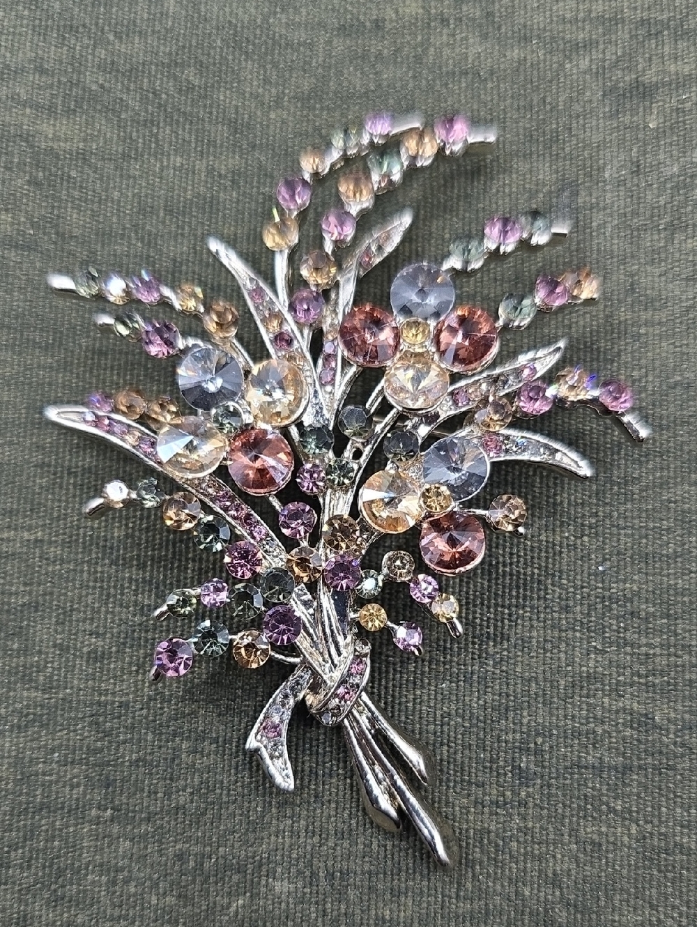 Bouquet Brooch Pin Rhinestone Gold/Brown Costume Jewlery Femenine Dressy Boho